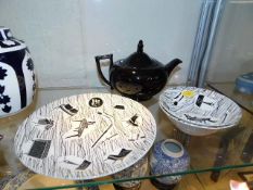 A black glaze Wedgwood teapot with figurative fini