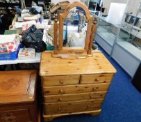 A pine dressing table with mirror