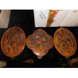 Three carved Chinese plaques
