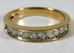 A 10ct gold diamond half eternity ring size O 3.1g