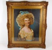 A framed portrait of woman, later added to, indist