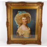 A framed portrait of woman, later added to, indist