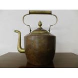 A large copper & brass fireside kettle