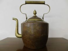 A large copper & brass fireside kettle