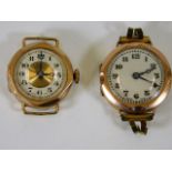 Two 9ct gold cased watches a/f