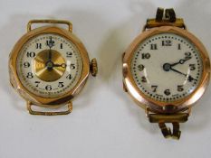 Two 9ct gold cased watches a/f