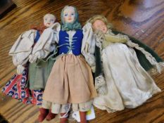 Three vintage continental dolls