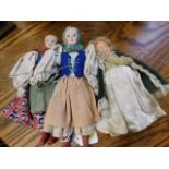 Three vintage continental dolls