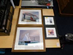 Two framed prints of river Tamar & Brunel Bridge t