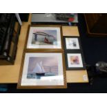 Two framed prints of river Tamar & Brunel Bridge t