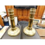 Two heavy trench art style candle holders
