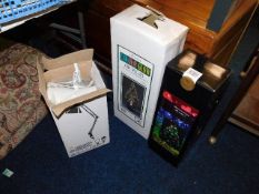 Two boxed Christmas trees & a boxed work lamp