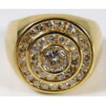 A 14ct gold ring set with approx. 0.8ct diamond centre approx. 2ct total stone size T/U 18.4g