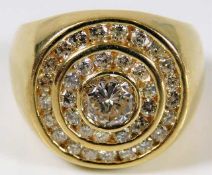 A 14ct gold ring set with approx. 0.8ct diamond centre approx. 2ct total stone size T/U 18.4g