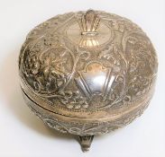 An Indian white metal pot & cover