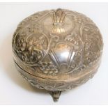 An Indian white metal pot & cover