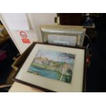 A boxed quantity of decorative prints & pictures