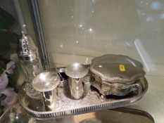 A sugar sifter with silver plated top & other plat