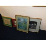 Four framed original paintings by Annette Weld of