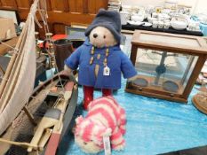 A vintage Paddington bear with Bagpuss cat