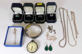 A quantity of silver & white metal jewellery items