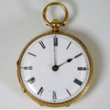 An 18ct gold pocket watch by P. Bettle, 30 Ely Place, London no. 41154