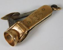 A 9ct gold cigar cutter, inscribed 12.68g