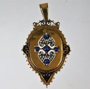 A 9ct gold sapphire & pearl pendant, Birmingham 18