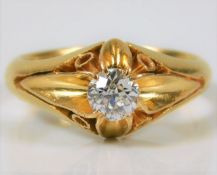 A 21ct gold ring set with 0.5ct diamond size O 7.9