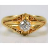 A 21ct gold ring set with 0.5ct diamond size O 7.9