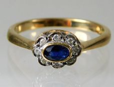 A 9ct gold diamond & sapphire ring size T/U 3.6g