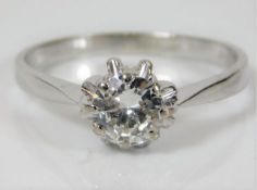 A platinum diamond solitaire ring set with approx.