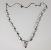 An 18ct white gold child's necklace set with approx. 2ct diamond 12in 4.7g