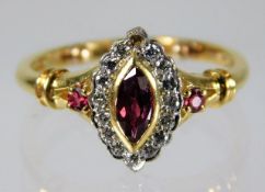 An 18ct gold ring set with diamond & ruby size I 3