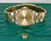 A gents 1996 18ct gold Rolex Oyster Perpetual wrist watch with box 111.5g