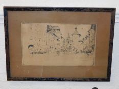 A framed pen & ink sketch of Grande Rue Morat by M