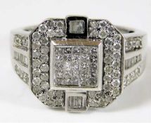 A 14ct art deco style white gold ring set with app