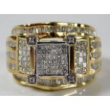 A large architectural 14ct gold ring set with appr