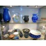 A quantity of studio pottery & other wares, conten