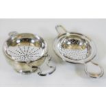 A silver tea strainer & bowl by Atkin Brothers twi