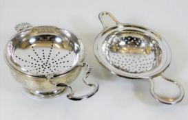A silver tea strainer & bowl by Atkin Brothers twi