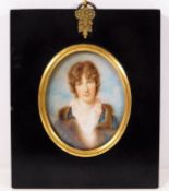 In the style of George Engleheart, an 18thC. portrait miniature watercolour of Mrs. Newnham, grandmo