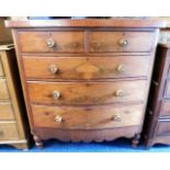 A 19thC. mahogany veneer bow fronted chest of draw