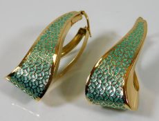 A pair of 18ct gold plique-à-jour earrings 10.1g