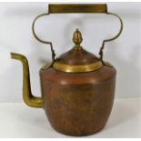 A large antique copper & brass fireside kettle 14.