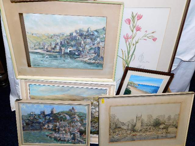Six Cornish related paintings including a J. Mitch