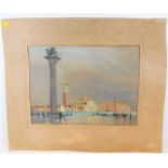 An unframed watercolour of Venetian scene signed b