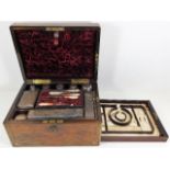 A 19thC. velvet lined rosewood ladies vanity box w