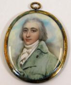 In the style of George Engleheart, an 18th/19thC. portrait miniature watercolour linked to the Crozi