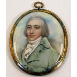 In the style of George Engleheart, an 18th/19thC. portrait miniature watercolour linked to the Crozi